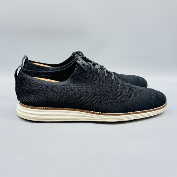 Cole Haan Shoes Mens 11.5 Black Sneaker OriginalGrand Stitchlite Wingtip Oxford - Picture 1 of 10